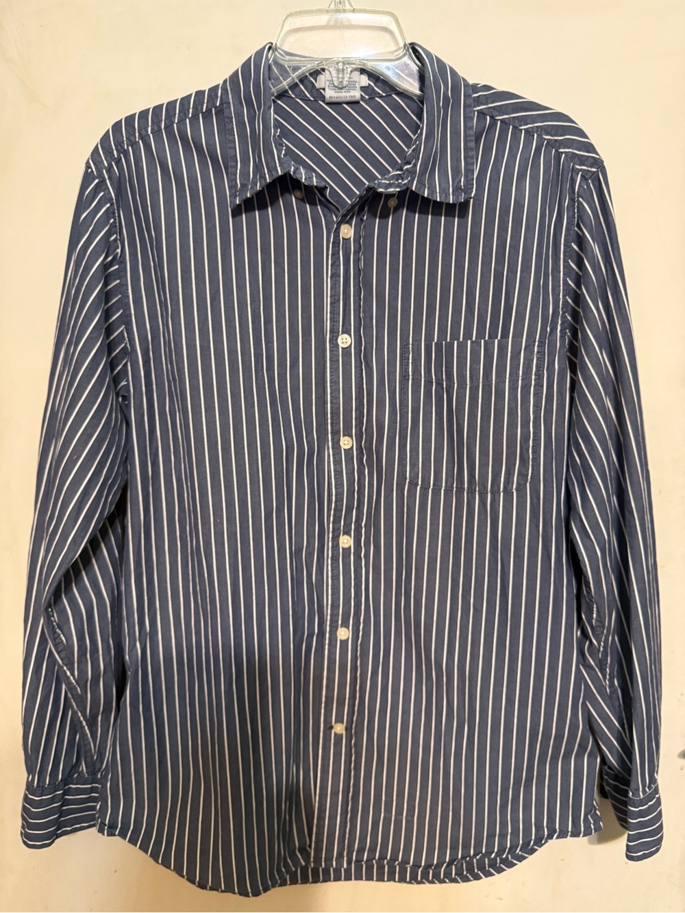 Old Navy Collared Long Sleeve Vintage Fit, Blue and White Striped Shirt